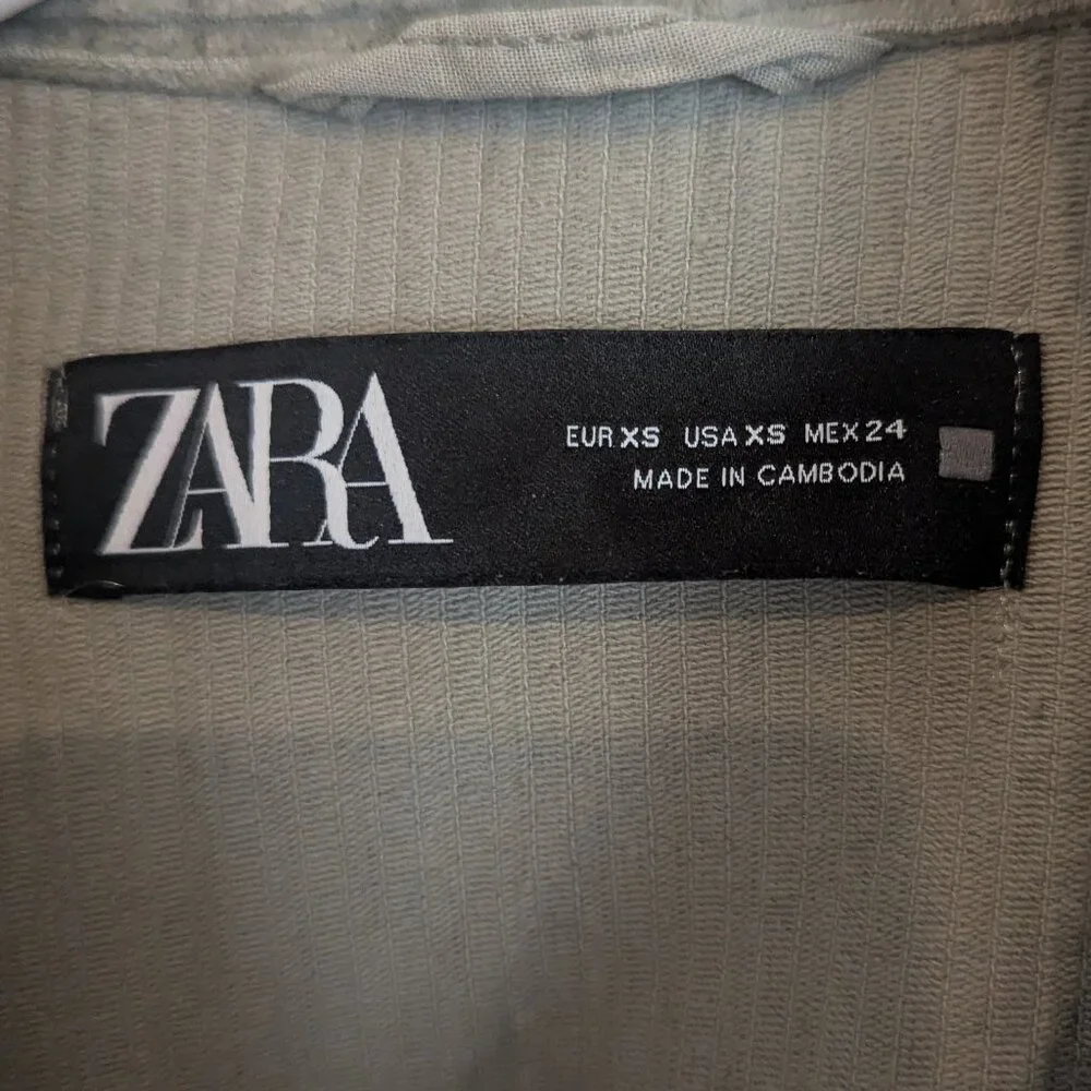Zara‎ Corduroy Button Collared Shirt-Jacket with Pockets Khaki Army Green-XS